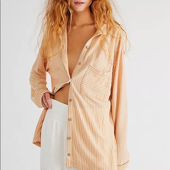 NWOT Free People Better Days Set - Oversized Button-Down Top & Pants Z456-3 - Picture 1 of 5